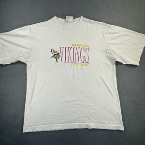 Vtg Minnesota Vikings Shirt Mens XL White T-Shirt Embroidered NFL Single Stitch